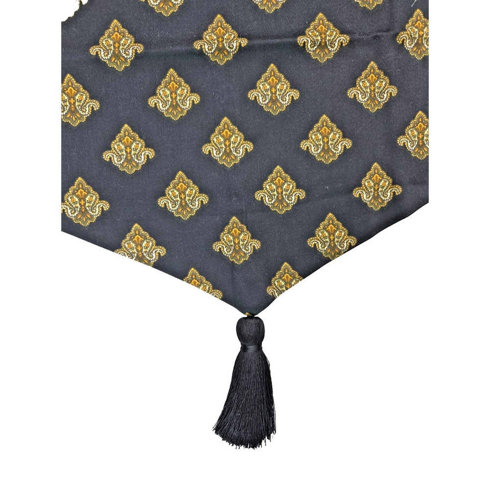2 Vtg NEW Waverly Eagle Crest Black Ascot Valances Black 52 x 20" Tassel 90s Y2K